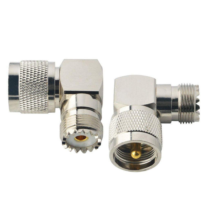 Boobrie UHF Connector Right Angle Coax Connector UHF Male Plug PL259 to UHF Female Jack SO239 90 Degree L Shape Low Loss Coax Cable Connector RF Antenna Adapter Pack of 2