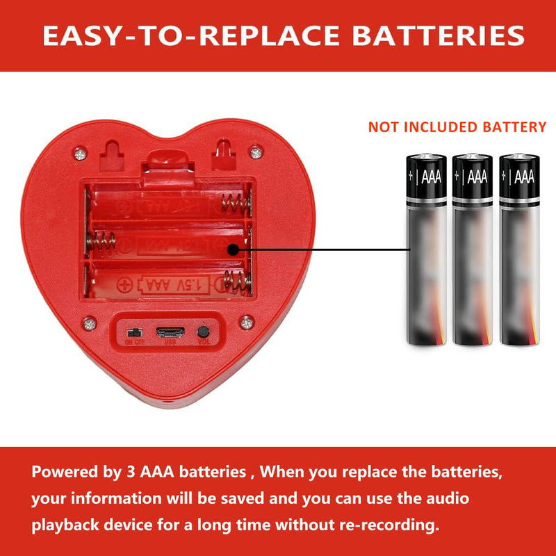 5min Voice Recorder for Stuffed Animal,Personal Voice Message Recordable Sound Recorder Chips Module for Christmas Plush Toy and Manual DIY Creative Sound Presents for Boyfriend(Red)