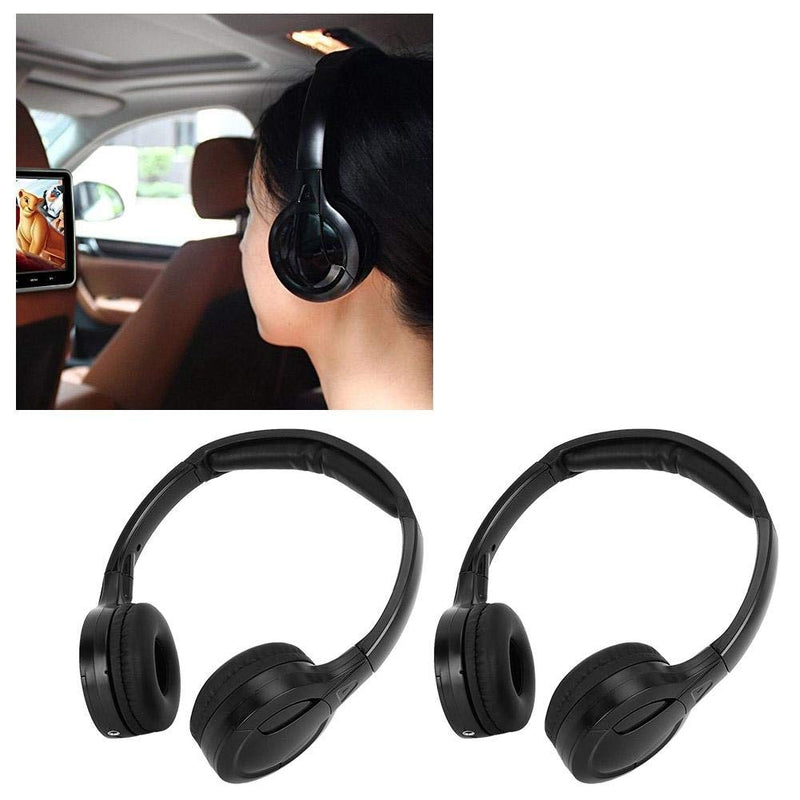 Dweekiy Car Earphone, 2 Channel Cordless Infrared IR Stereo Audio Headphone Earphone for Car Headrest DVD