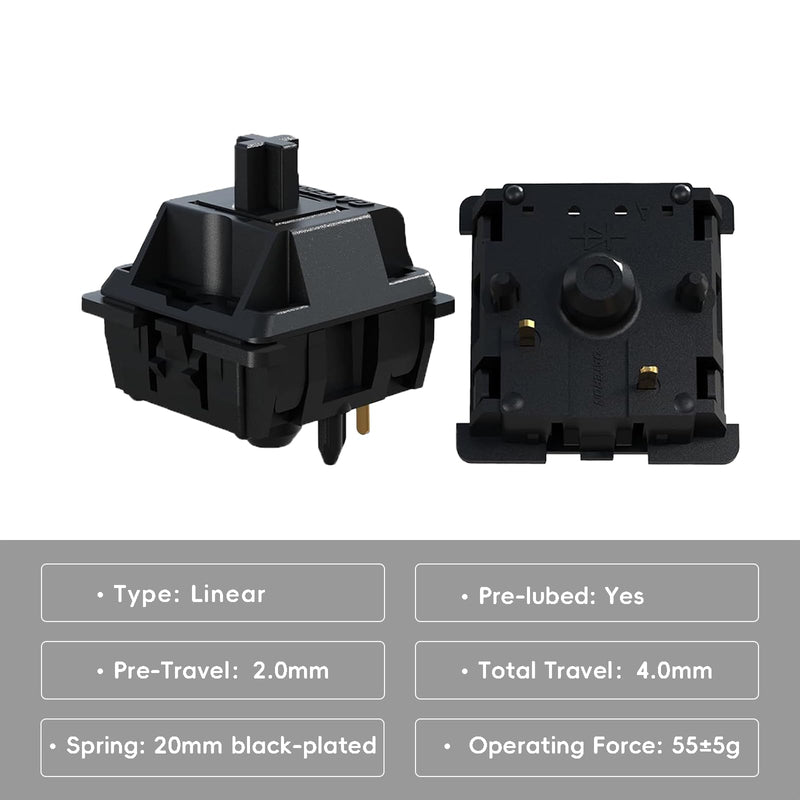 Gateron Oil King V2 Pre Lubed 5pin Linear Switches for Mechanical Keyboard (72 PCS, Oil King) 72Pcs