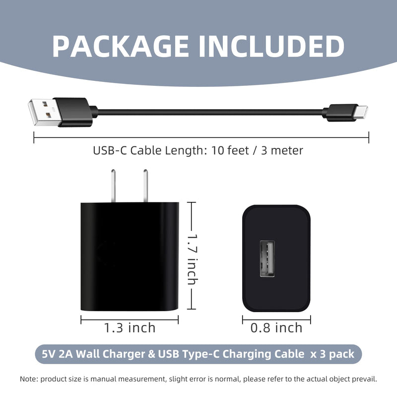 3 Pack 10W USB C Tablet Charger Cable for All New Kindle Scribe,New Fire HD 8 10 Kid Pro,Paperwhite 11th 12th 13th Gen 2021 2022 2023,Signature Edition,Newer Kindle Fire HD Tablets Charging Cord 10ft 10 Feet 3 Pack