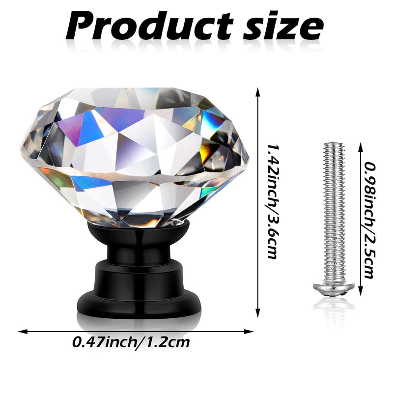 Hotop 30 Pieces Crystal Drawer Knobs Clear 30mm Diamond Crystal Dresser Knobs Glass Cabinet Pulls Handles with Screws for Kitchen Office Bathroom Cabinet (Black) Black