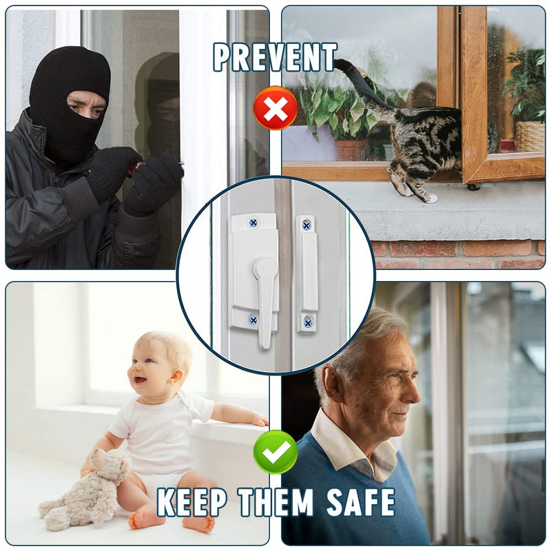 Sliding Window Sash Locks White ZUONAI 8 Pack Cam Sash Locks for Double Hung Window Latch Lock Security Vinyl Window Sash Lock and Keeper Replacement for Vertical and Horizontal Sliding Windows