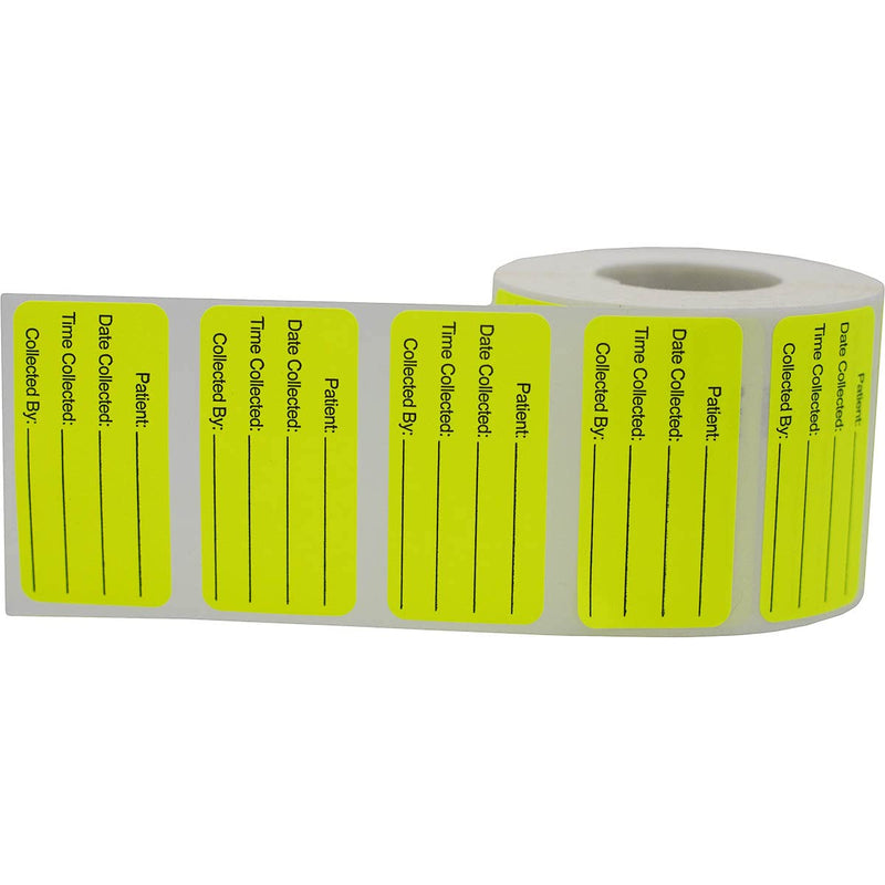 Specimen Collection Medical Healthcare Labels, 1 x 2 Inch Rectangles, 500 Total Per Roll 1 x 2 Inch Rectangle