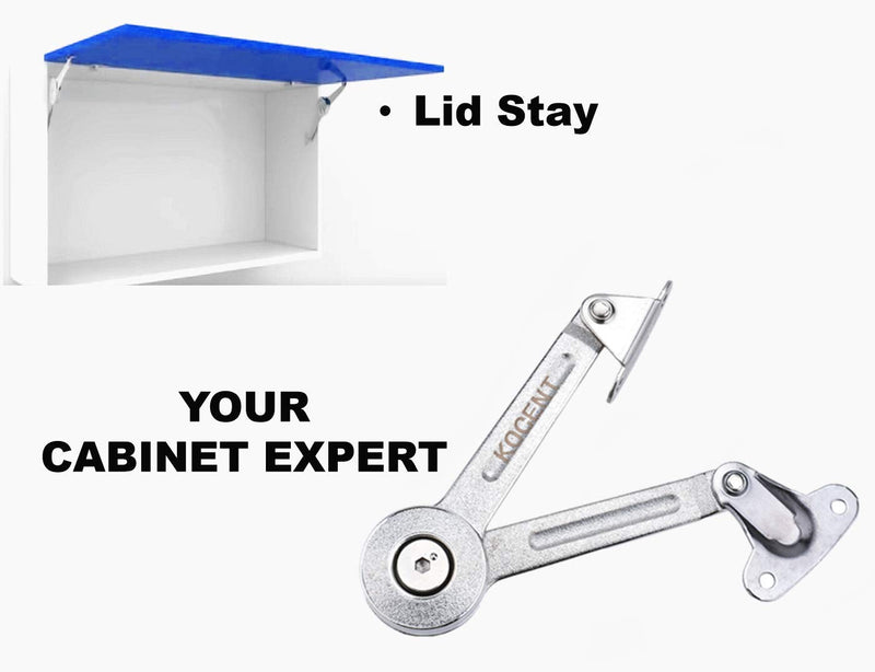 ROJOSER Heavy Duty Lid Stay Hinge for Cabinet, Closet, Wardrobe or Toy Box, Slides Down Flap Lid Safely KC06-4PC