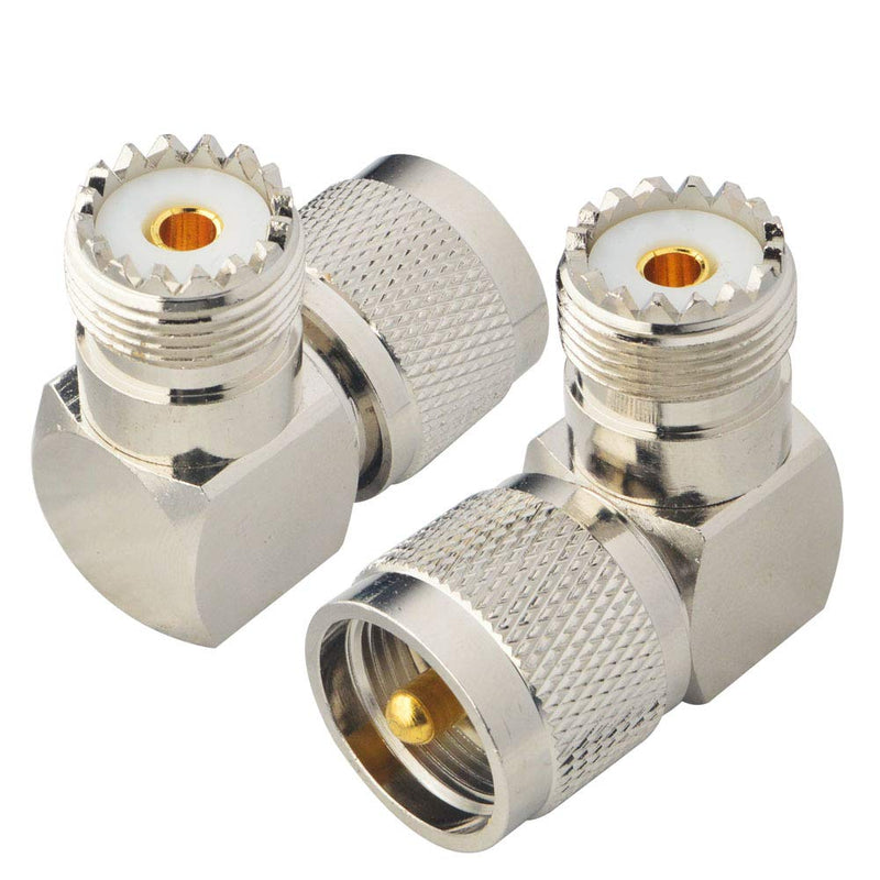 Boobrie UHF Connector Right Angle Coax Connector UHF Male Plug PL259 to UHF Female Jack SO239 90 Degree L Shape Low Loss Coax Cable Connector RF Antenna Adapter Pack of 2