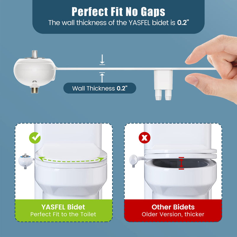 YASFEL Bidet Attachment for Toilet, Non-Electric Self-Cleaning Bidet Seat Attachment, Fresh Cold Bidet Attachment for Feminine/Posterior Wash, with Adjustable Pressure Control (Blue/White) Blue White
