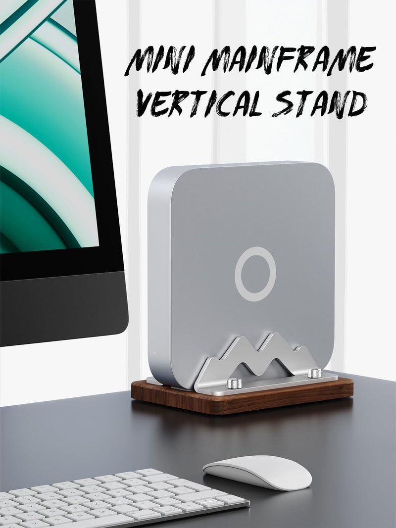 Walnut Wood MacMini Vertical Stand for MacMini M4 M3 M2 M1(2010-2024), Compatible with Mini pc/Small/Micro Desktop Computer Host, Desktop Dock Holder Slot Width(1-2.2 inch) FBK03M (03M)Mini PC Stand