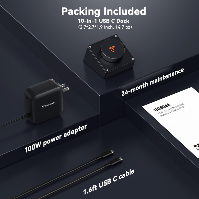 TobenONE 10-in-1 Shortcut-Key Docking Station with 4 Shortcut Button and Volume Knob, USB C Dock with 4K@60Hz HDMI, 100W PD, 3 USB, Ethernet, Audio, SD/microSD for MacBook, Windows, Chrome, Mac mini 10 in 1 Ultra