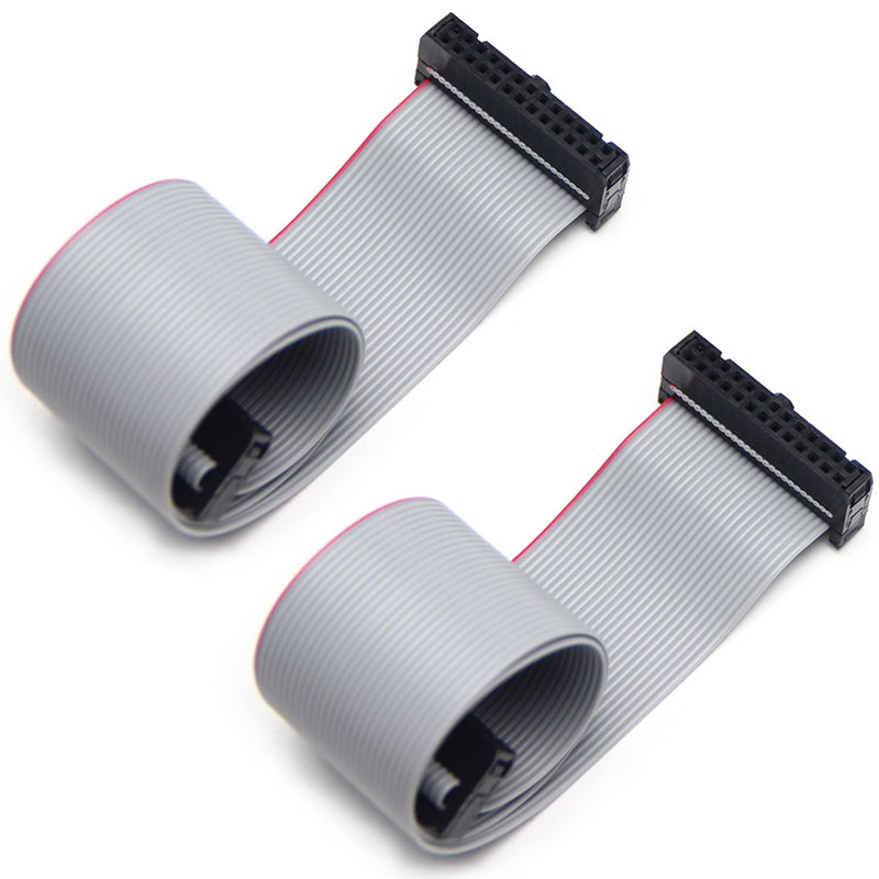 Fielect 2pcs IDC 20 Pin Connector Gray Wire Flat Ribbon Cable Connector Length 30cm 2.54mm Pitch