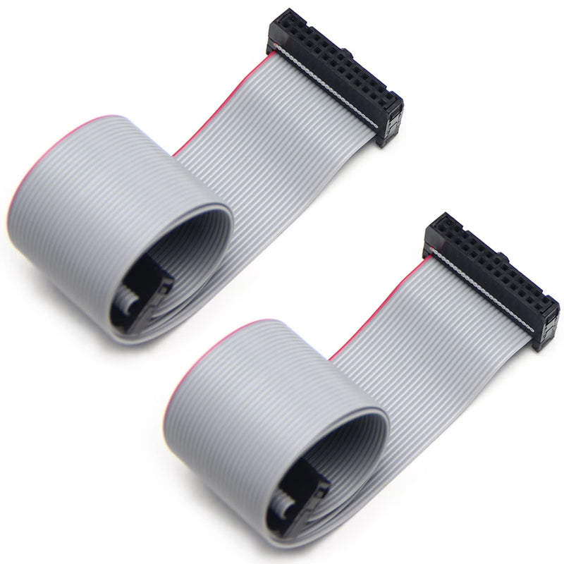 Fielect 2pcs IDC 26 Pin Connector Gray Wire Flat Ribbon Cable Connector Length 30cm 2.54mm Pitch