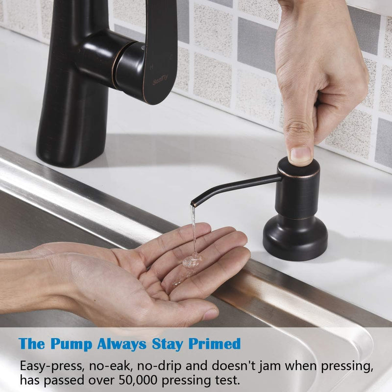 Soap Dispenser for Kitchen Sink, Kitchen Hand Soap Dispenser Pump Oil Rubbed Bronze, Countertop Soap Dispenser Pump with 47" Extension Tube kit, Built in Refill from The Top+17 OZ Bottle