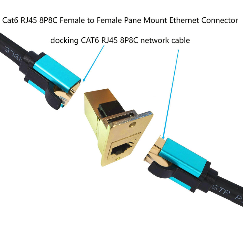 RJ45 Network Adapter Rectangular Panel Mount 8P8C Female to Female Cat5/5e/6 Ethernet LAN Cable Connector in-line Shield Industrial Panel Socket Coupler Silver