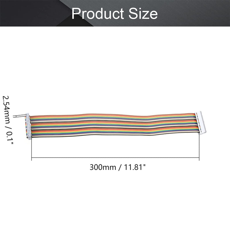 Fielect 2pcs IDC Rainbow Wire Flat Ribbon Cable 30 Pin 30cm Length 2.54mm Pitch