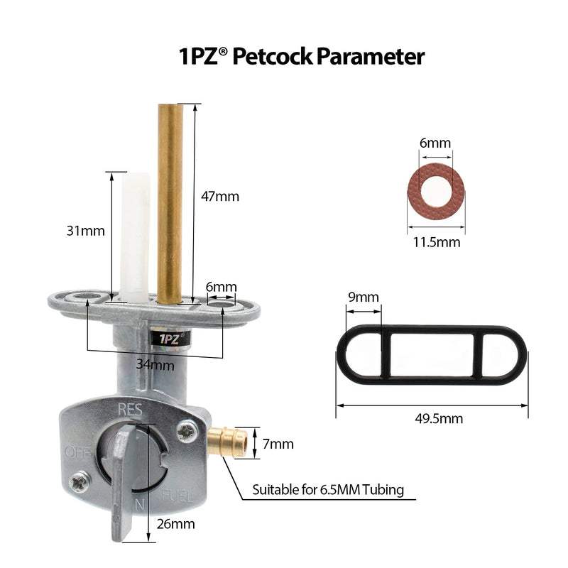 1PZ W35-GL1 Fuel Valve Petcock Shut Off Replacement for Yamaha Warrior 350 YFM350 1987 1988 1989 1990 1991 1992 1993 1994 1995 1996 1997 1998 1999 2000 2001 2002 2003 2004 21V-24500-20-00