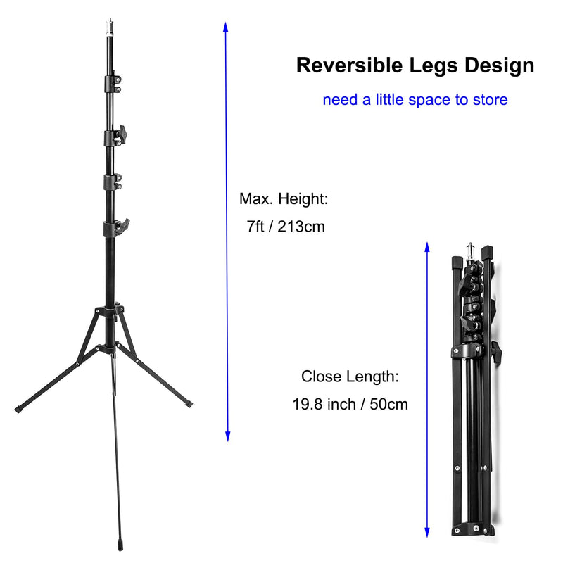 PHOCUS 7ft Portable Light Stand, Reverse Legs Stand for Photography Studio, Speedlite, LED, Video, Ring Light and Outdoor Portrait