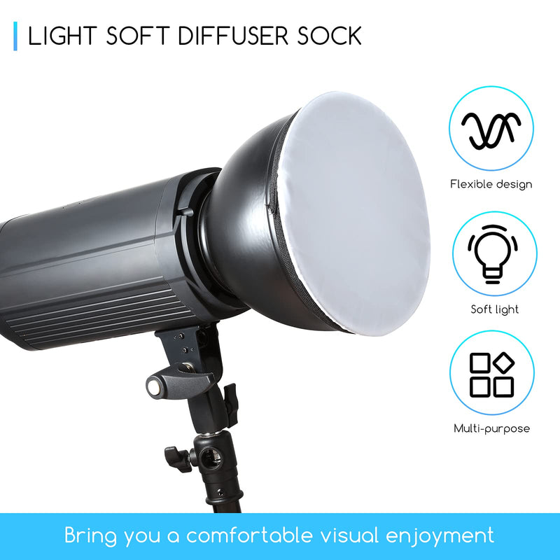 Honoson 4 Pieces Diffuser Lamp Sock Soft Diffuser Lamp Cover 7 Inches/ 18 cm Standard Cloth Diffuser Light Sock Lampshade Reflector Lamp Sock for Strobe Flash Light Speedlite (White)