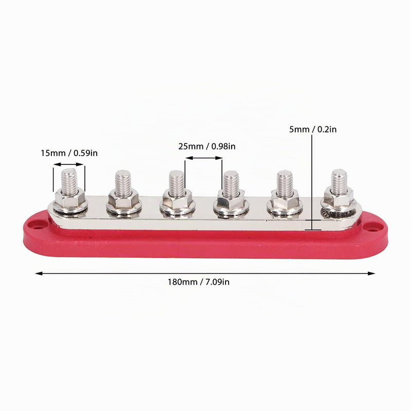 SEAFRONT 2pcs M8 300A 12-48V Busbar Power Distribution Block Automotive Marine Battery Busbar Terminal Block with Cover