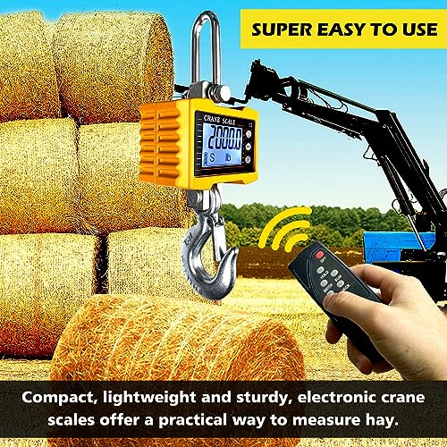 YATOINTO 2200lb Digital Crane Scale High Precision Heavy Duty Industrial Hanging Scale with Remote Control Aluminum Case CE Certified Electronic Weighing Crane Scale, for Garage Farm Hunting Fishing S-2200LBS-Yellow