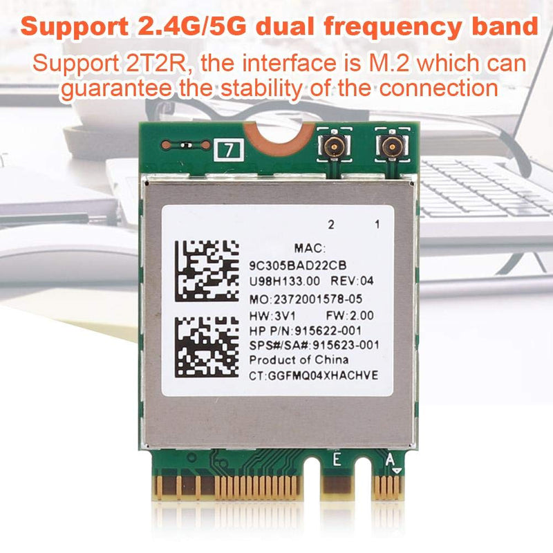 ASHATA WLAN Card Card,Network Card RTL8822BE Band 2.4G/5G M.2 Interface Support for Bluetooth 4.2,Support for 7, for 8 and for 10 System