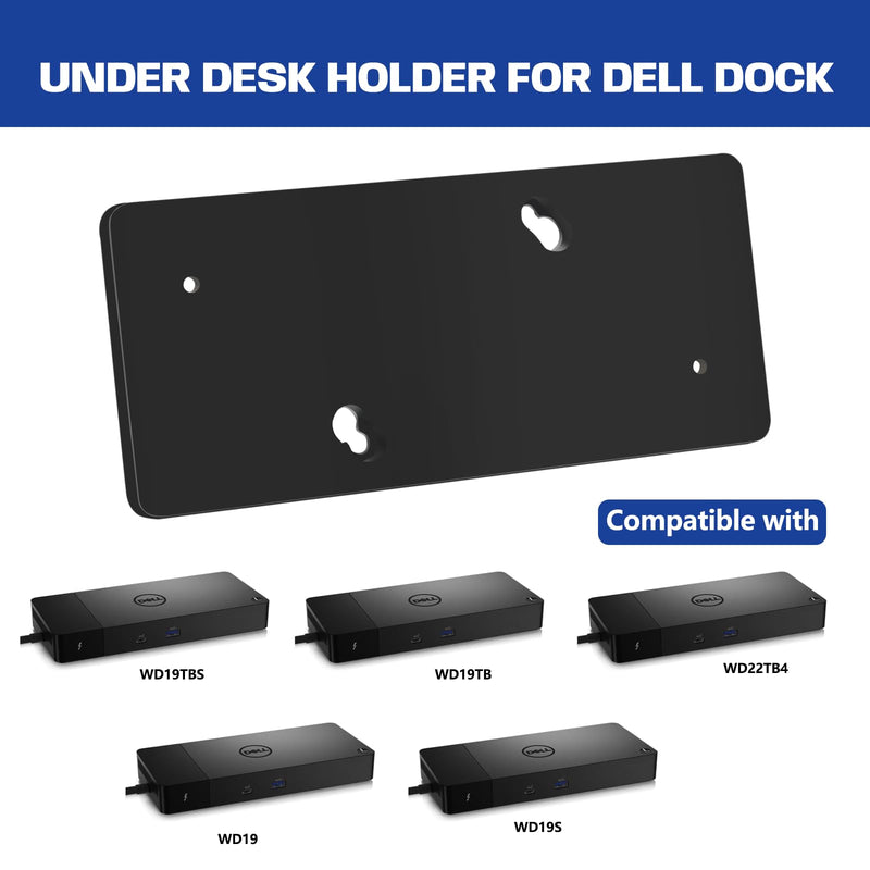 Under Desk Mount for Dell WD19 / WD19S / WD19TBS / WD19TB / WD22TB4 Dock + Power Bricks (for 180W and 130W), Docking Station & Power Bricks Holder
