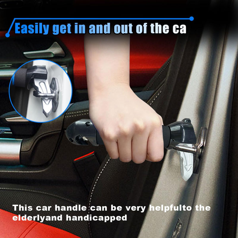 3 in 1 Car Handle Assist for Elderly, Multifunctional Car Door Handle with Window Breaker Seatbelt Cutter, Portable Auto Cane Car Door Latch Support Handle for Seniors and Handicapped (Blue, 1PC) Blue