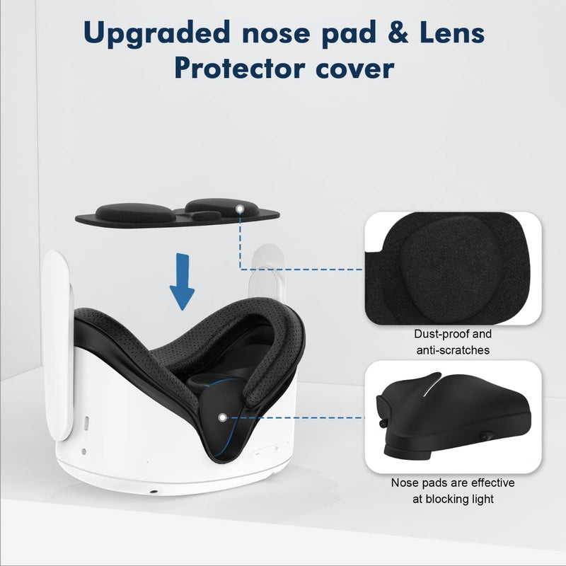 M AMVR Face Pad Compatible with Quest 2 Accessories, Face Pad Foam Replacement, with Fitness Facial Interface, Breathable PU Face Cushion and Lens Protector, Air-Circulation Design (Not for Quest 3) Black
