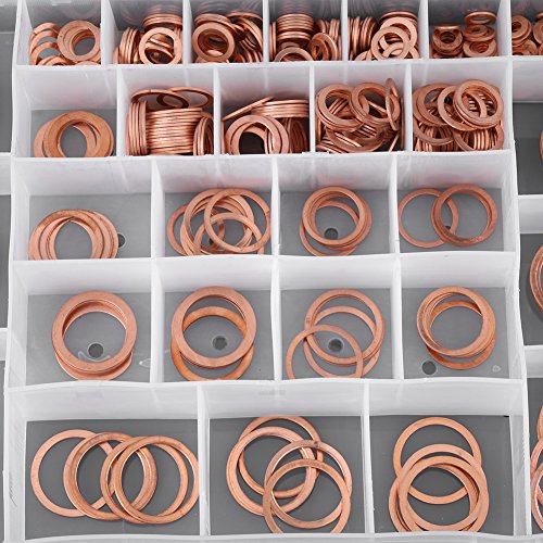 Thincol Copper Flat Ring Washers Set, 568PCS, 30 Sizes, With Plastic Box