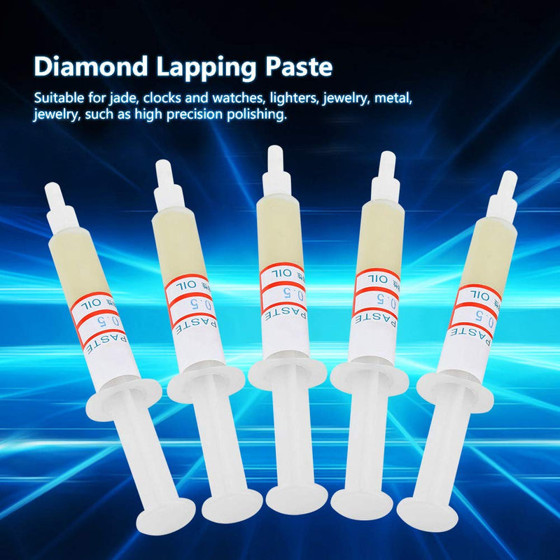 5pcs Diamond Polishing Paste W0.5 to W40 Grit 320 to 10000 for Metal Jewelry Watches Lighter Jade with Oil Soluble Abrasive for High Precision (W0 (10000 Eyepiece Polished) W0,5 (10000 Okular poliert)
