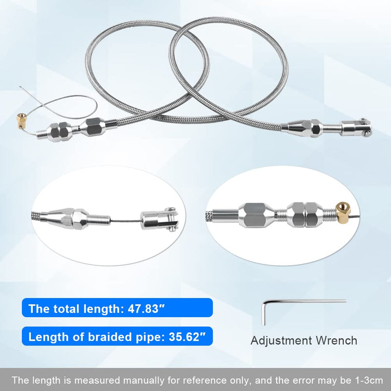 36 Inch Throttle Cable Kit LS Swap Stainless Steel Braided Compatible with 1997-2004 Chevrolet/Chevy LS1 Engines 5.7L, Compatible with 1999-2007 Chevrolet/Chevy LS1 Engines 4.8L/5.3L/6.0L