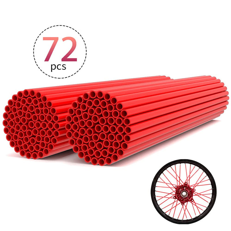 JFG RACING Spoke Skins,72Pcs Red Dirt Bike Spoke Covers For 8"-21" Rims crf250r crf250x crf230f crf450r crf125 XR250,Wheel Rims Wraps Pipe Trim Universal for Motorcycle Bicycle Wheelchair Decoration