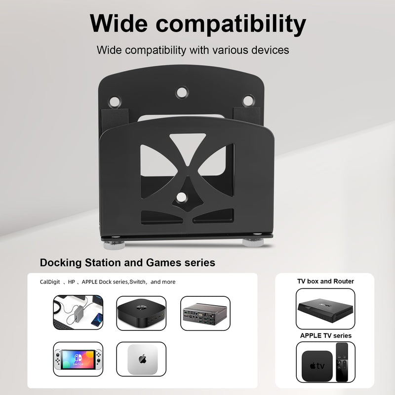 Cable Box Mount,Adjustable Small Device Wall Mount Holder or VESA Mount Behind The Monitor for Apple TV,ROKU,Router,Modem and Other Media Players