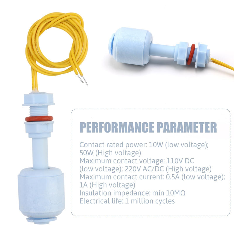 Pack of 2 Liquid Float Switch Liquid Sensor Water Level Sensor PP Plastic Float Switch for Hydroponics Gardening Aquarium Pool Tank 10W 52mm Blue