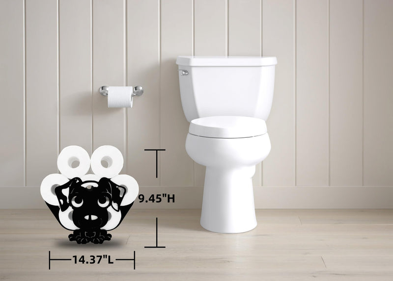 Decorative Metal Dog Toilet Paper Holder - A Humorous, Space-Saving & Corrosion Resistant Bathroom Accessory | Holds 8 Rolls | Easy Assembly | Functional Conversation Starter Dog Z