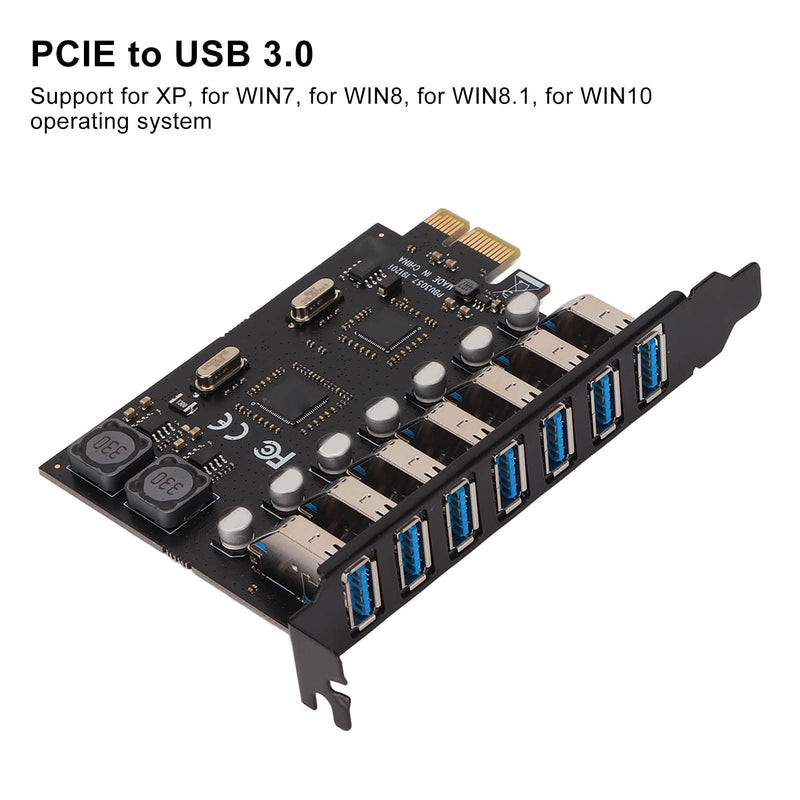PUSOKEI 7 Ports PCI-E to USB 3.0 Expansion Card, 5Gbps High Speed USB3.0 PCI-EX1 X4 X8 X16 Adapter, Internal USB3.0 Hub Converter for Desktop PC, for for XP, for WIN7, for WIN8, for WIN8.1, for WIN10