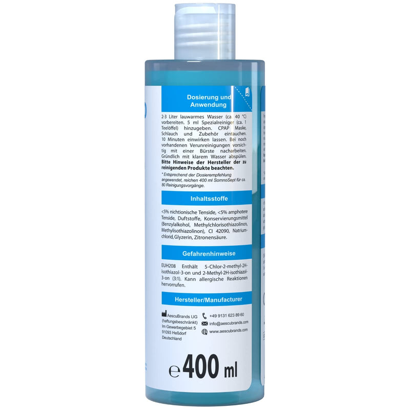 SomnoSept - 400 ml - CPAP cleaner - cleaner masks hoses plastic - silicone cleaner