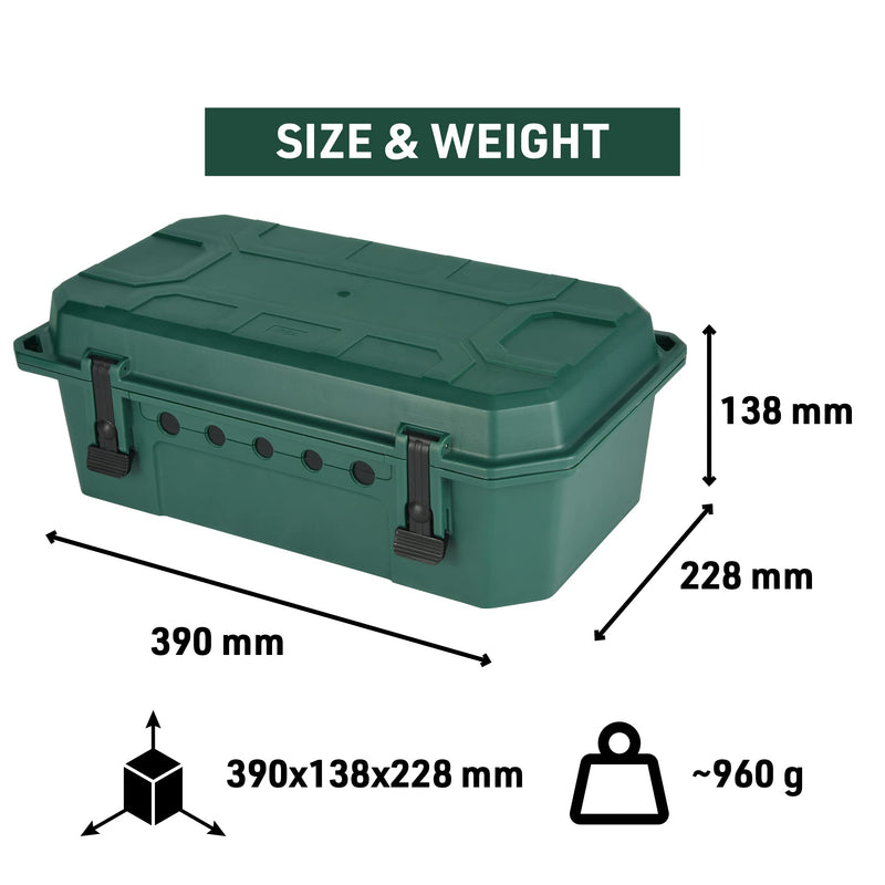 Electraline 300180 Waterproof Protective Box for Outdoor Electrical Connections Weatherproof IP54 with 5 Cable Outlets (from 7.5 mm to 12.4 mm), Dimensions 390 x 228 x 138 mm, Green, Empty X-Large X-Large Empty