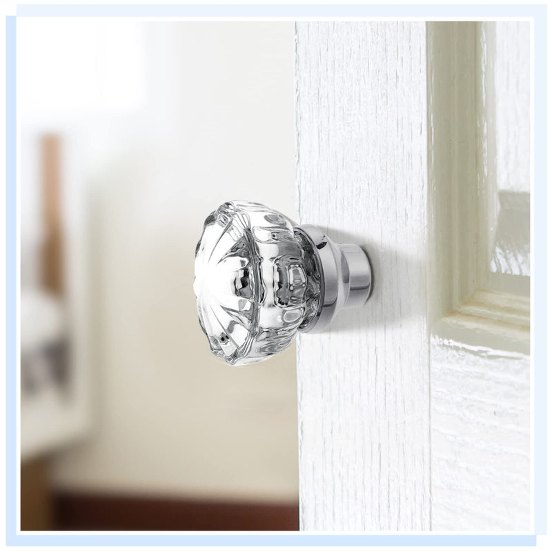 Amylove 2 Set Glass Door Knobs Mortise Style Fluted Crystal Antique Door Knobs with Spindle Antique Doorknobs for Home Interior(Silver,Basic) Silver Simple