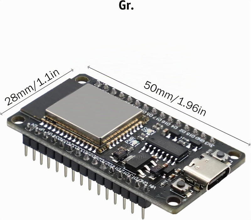 Binghe Pack of 2 ESP with CH340 Development Board, ESP 30 Pins ESP-32-32D Module 2.4GHz WiFi + Bluetooth 2-in-1 Low Power Consumption Type-C Connector Compatible with Arduino