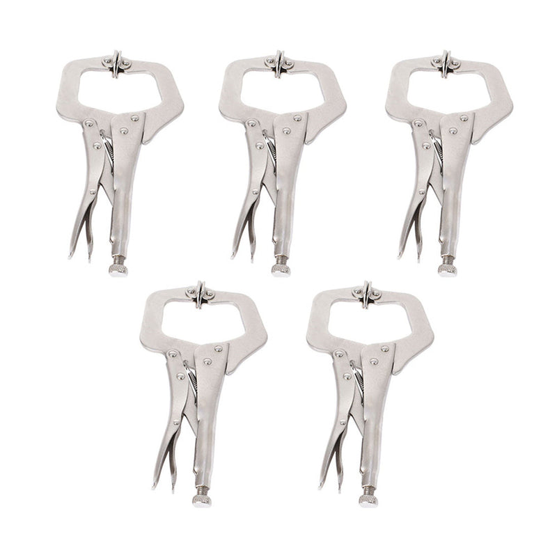 findmall 11 Inch Locking C-Clamp 5Pack Locking Pliers Adjustable Welding Clamps Vise W/Regular Tip and Swivel Pad for Shop Home Farm and Automotive 1 11 in