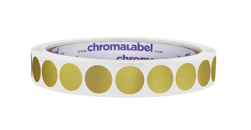 ChromaLabel 0.50 Inch Round Label Removable Color Code Dot Stickers, 1000 Labels per Roll, Gold 1/2" Metallic Gold