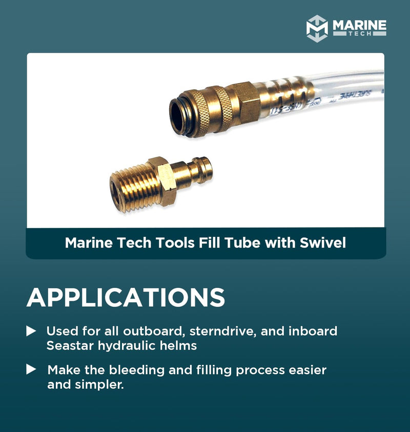 Marine Tech Tools Seastar Hydraulic Steering Filler Kit with Swivel, Outboard Power Steering Bleed Kit for Boat, Fits Seastar Hydraulic Steering & All Outboard, Sterndrive & Inboard