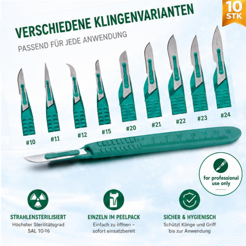 Disposable Scalpel No.23 - 10 in a Pack - Sterile, Stainless Steel Blade, Plastic Handle, Individually Wrapped - Medical Disposable Surgical Cutlery | Heinz Herenz medical supplies