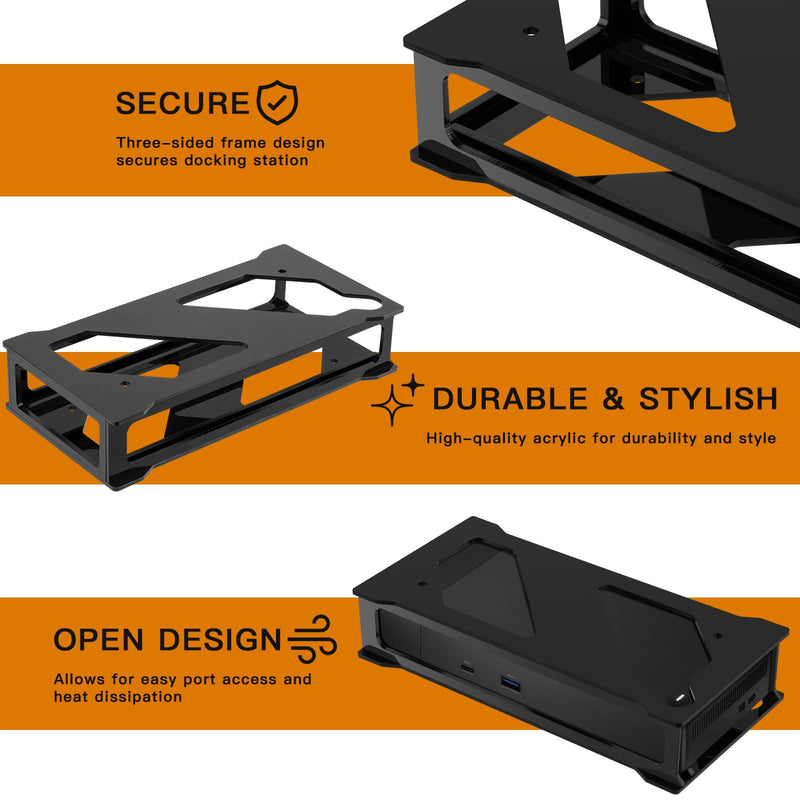 Docking Station Mounting Stand Compatible with Dell WD19 Series Dock, Wall Mount and Under Desk Mount Acrylic Holder for Dell WD19, WD19S, WD19DC, WD19DCS, WD19TB, WD19TBS, WD22TB4 Dock