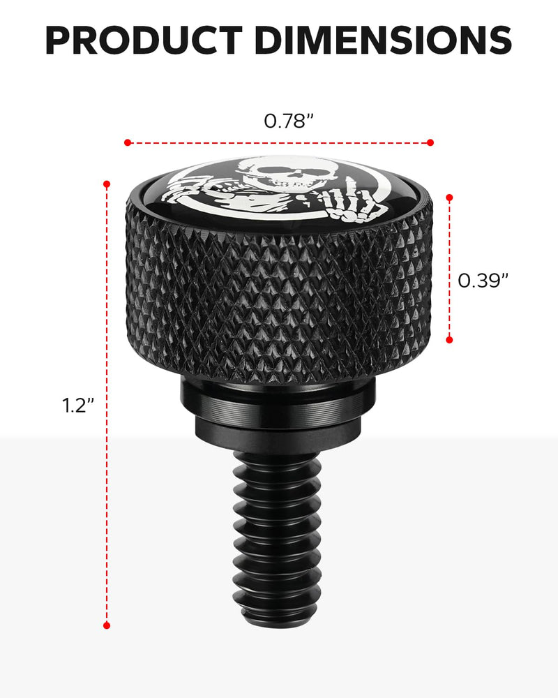 AMAZICHA Stainless Seat Bolt Fender Rear Seat Screw Skull Pattern Black 1/4"-20 Thread Compatible with 1997-2024 Harley Davidson Touring XG XL Dyna Softail Sportster CVO Fatbob