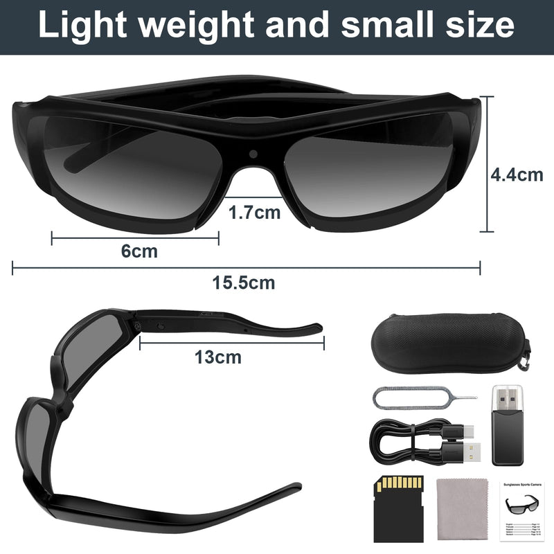 Sport Camera Sunglasses,Smart Glasses Camera for Men, HD 1080p Video Cameras UV Protective Polarized Lenses for Outdoor Activities Cycling, Traveling, Driving(Include 16G Memory Card)