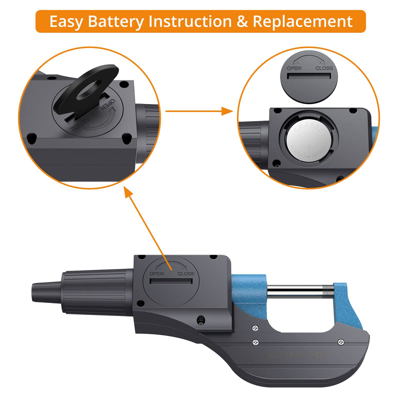 Neoteck Digital Micrometer Micro Caliper Outside Micrometer Electronic 0-25 mm with LCD Display Micrometer 0.001 mm / 0.00005 "