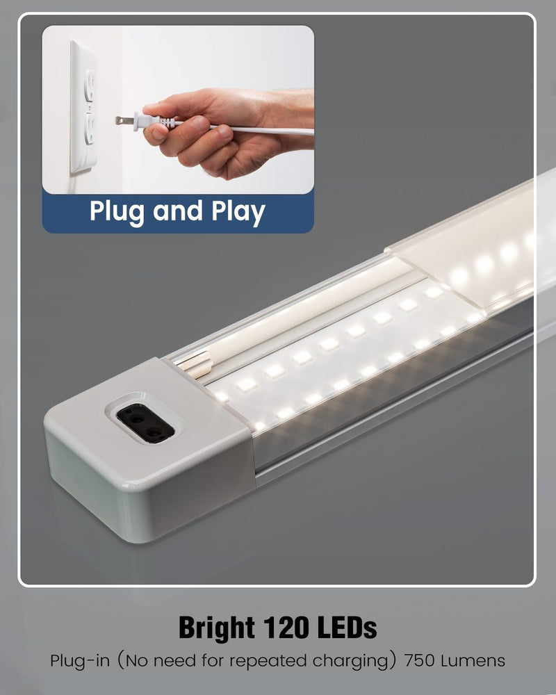 MYPLUS 36 Inch Under Cabinet Lights with Hand Wave, Under Counter Lighting 4000K Natural White,Dimmable,Plug and Play,LED Lights for Kitchen Cabinet, Cupboard, Closet, Desk 4000K-Natural White 36inch-1Pack