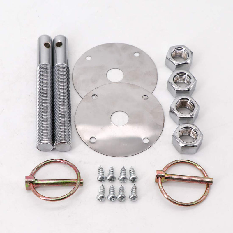 KIPA Stainless Hood Pin Set Chrome Hardware for Chevy Ford Mopar Drag Racing Race Durable # 4056