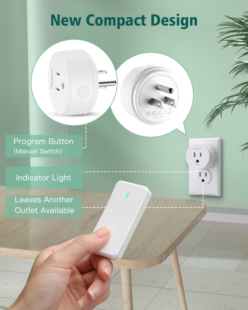 Remote Control Outlet, Wireless Wall Mounted Light Switch, 15A/1500W Remote Outlet for Light & Small Electrical Appliance, 300 Feet RF Range, Anti-Surge 4000V, 1 Remote and 2 Outlets 2 Outlets & 1 Remote